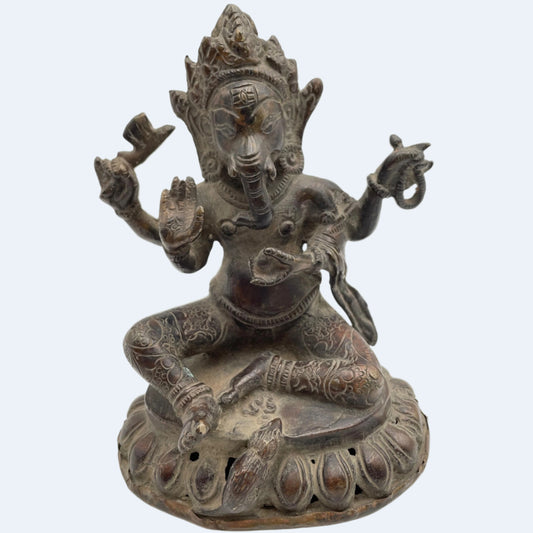 尼泊爾九十九年古董甘尼什象神像|除障招財・智慧護法聖尊