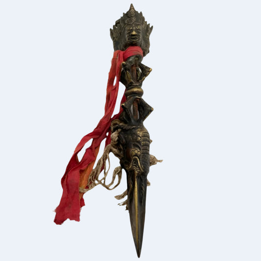 百年古董手工普巴杵(附祈福布)