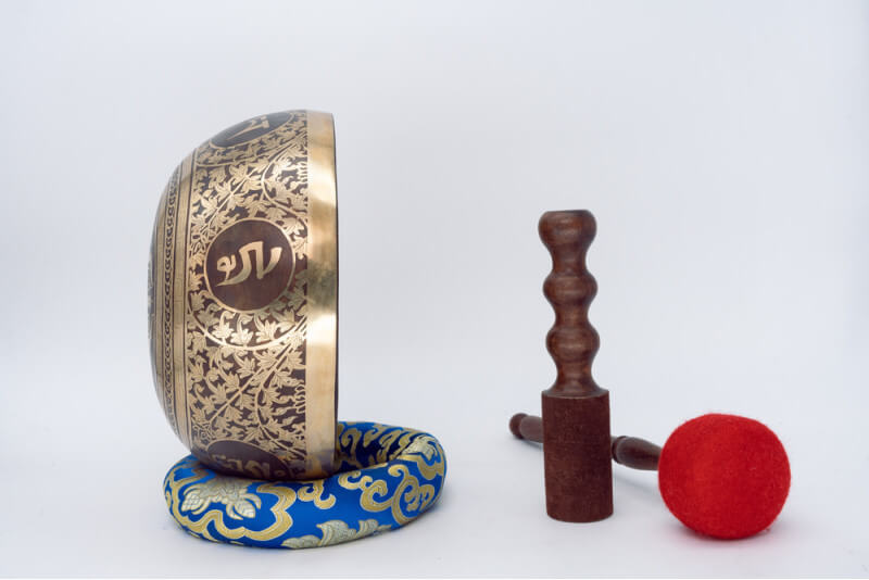 White Tara Carved Singing Bowl