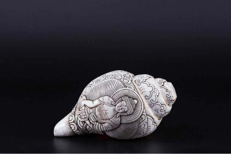 Buddha Carved Shankha High-Quality (Sacred Conch Shell)