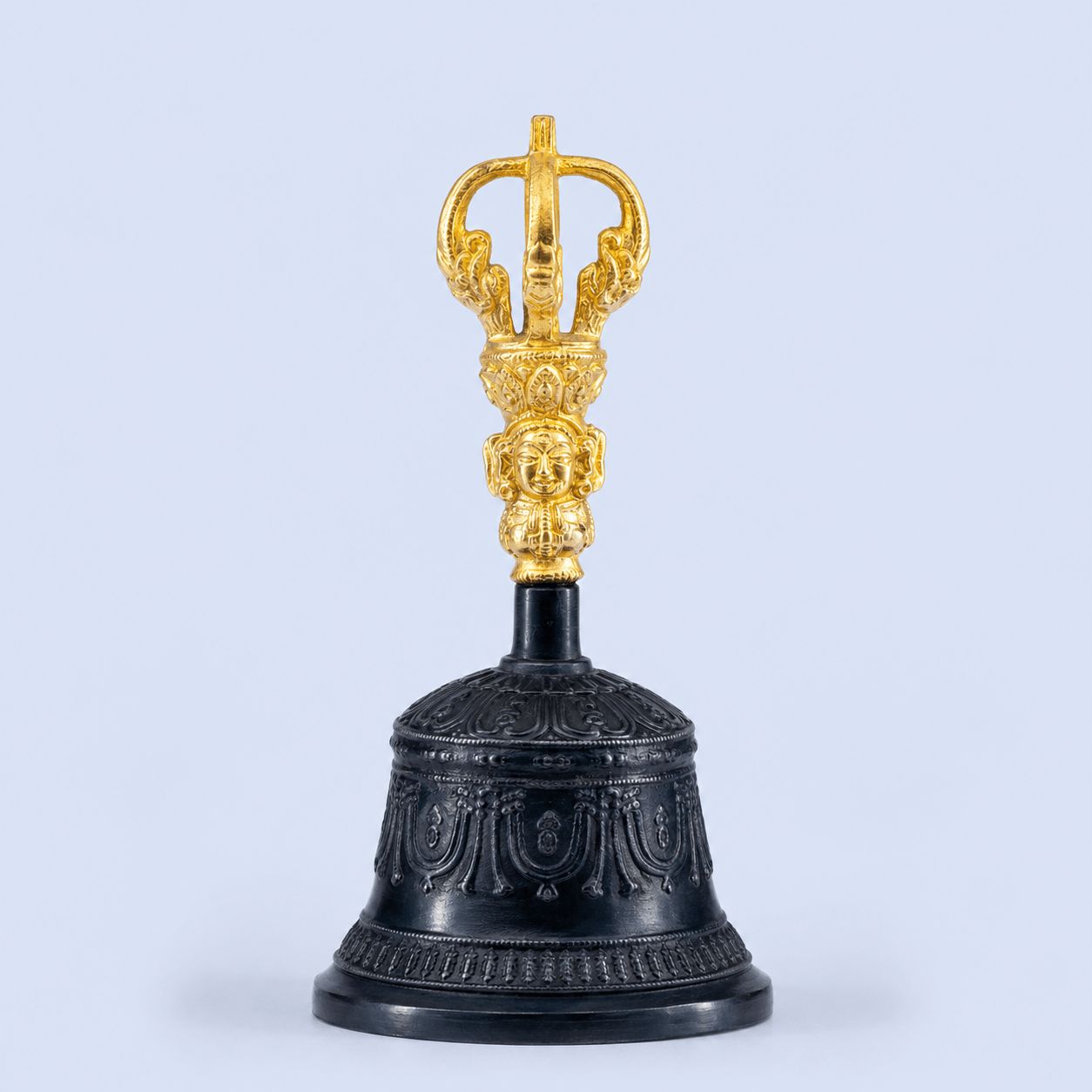Black Antique Tibetan Bell with Vajra (Dorje)