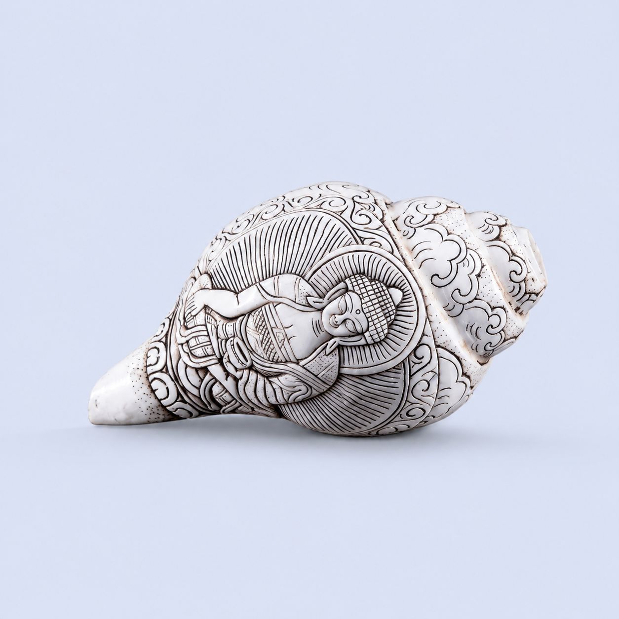 Buddha Carved Shankha High-Quality (Sacred Conch Shell)