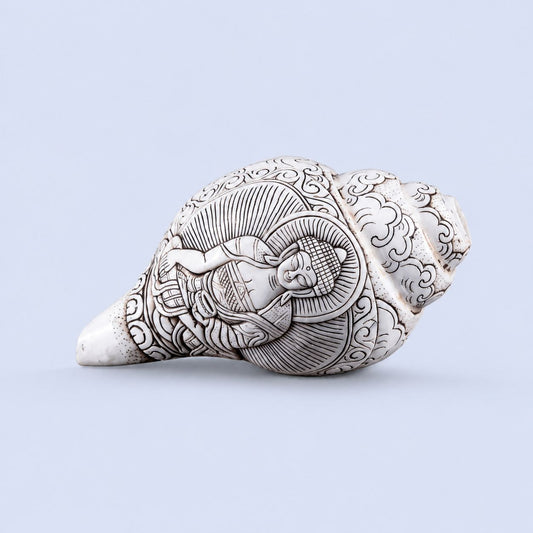 Buddha Carved Shankha High-Quality (Sacred Conch Shell)
