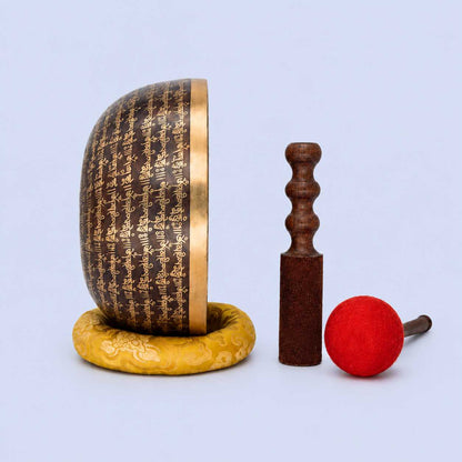 Buddha Carved Singing Bowl with Mantra