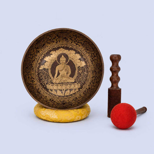 Buddha Carved Singing Bowl with Mantra