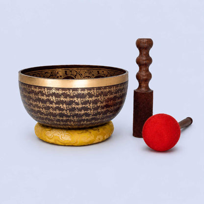 Buddha Carved Singing Bowl with Mantra
