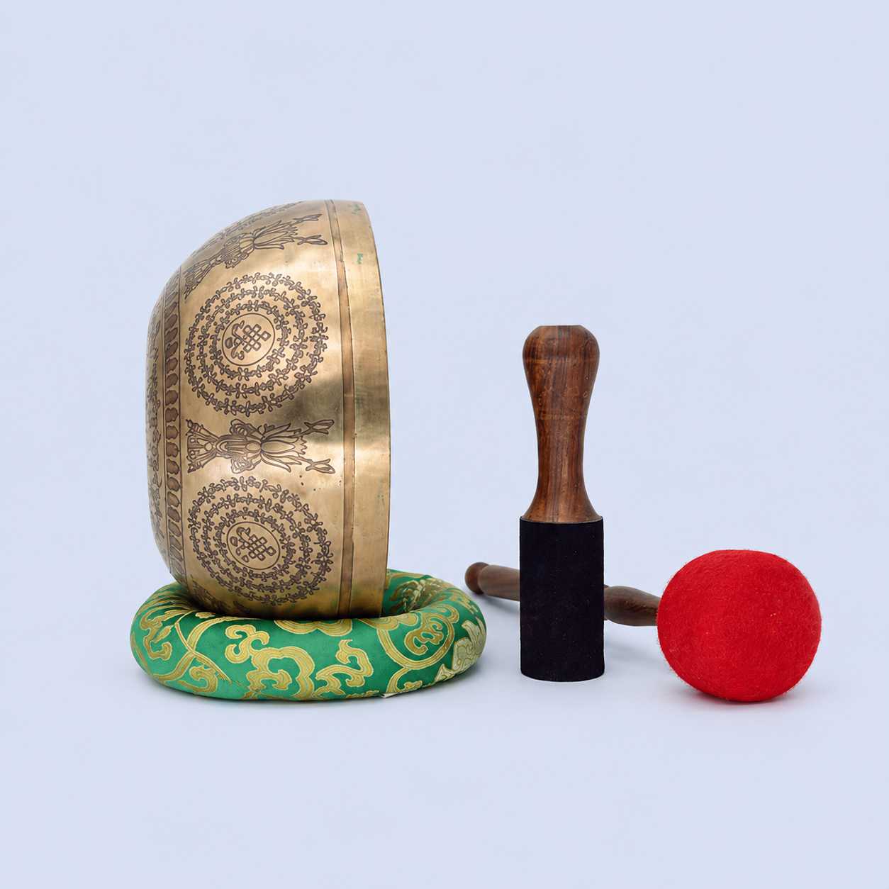 Fine Carved Singing Bowl with Tree of Life Mantra & Vajra