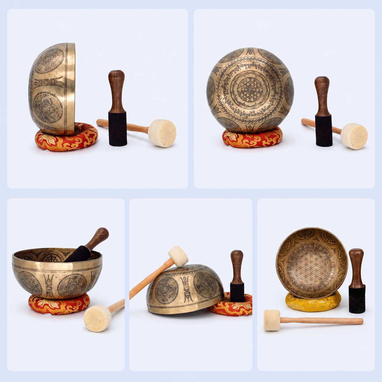Flower of Life, Sri Yantra & Vajra Fine Carved Singing Bowl