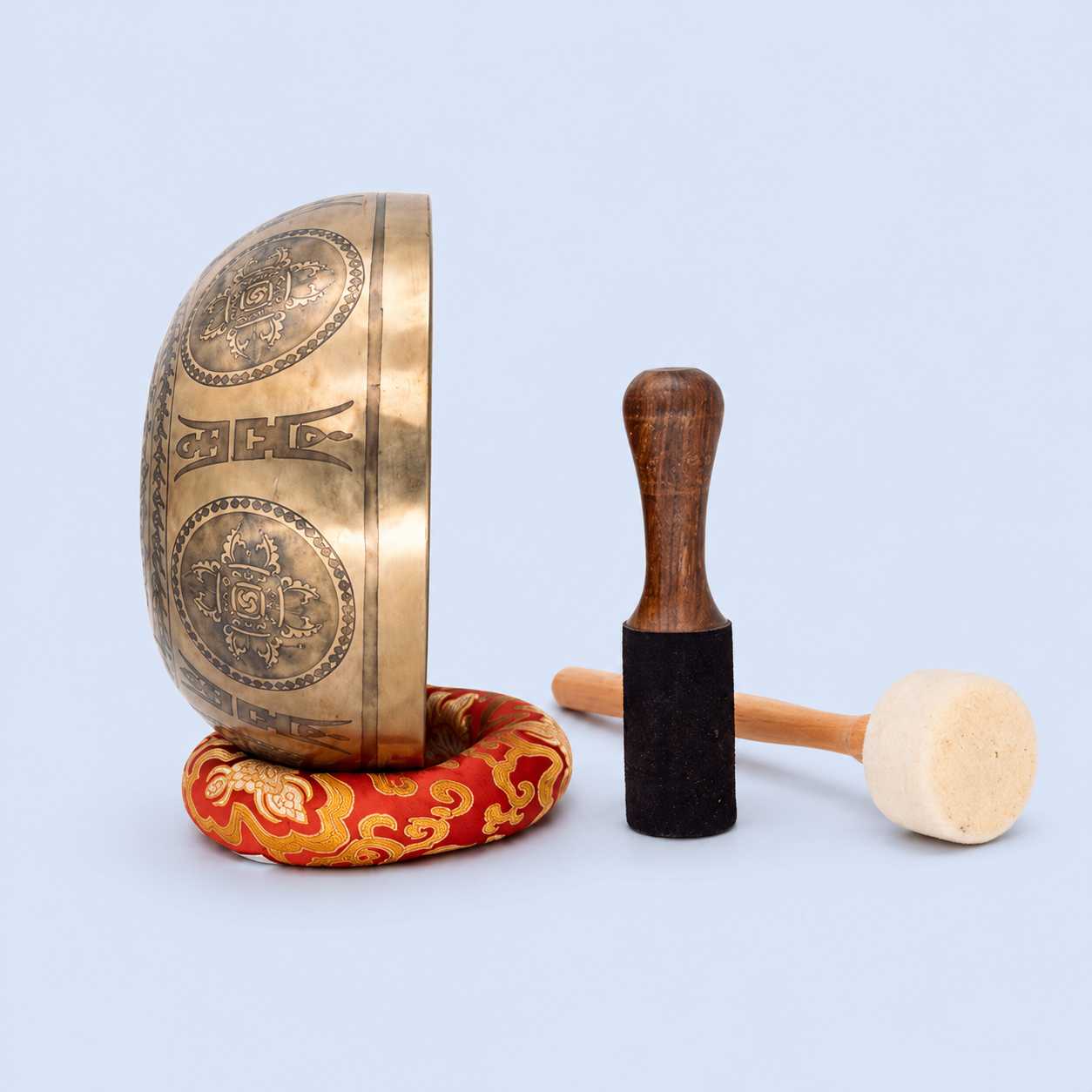 Flower of Life, Sri Yantra & Vajra Fine Carved Singing Bowl