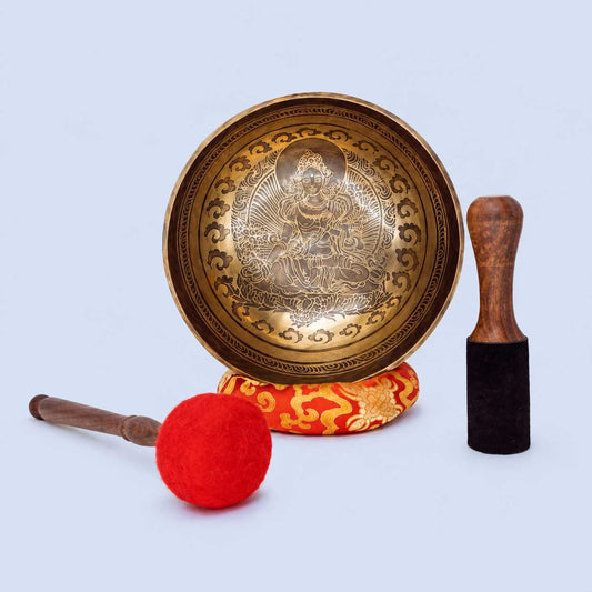 Green Tara Etched Singing Bowl