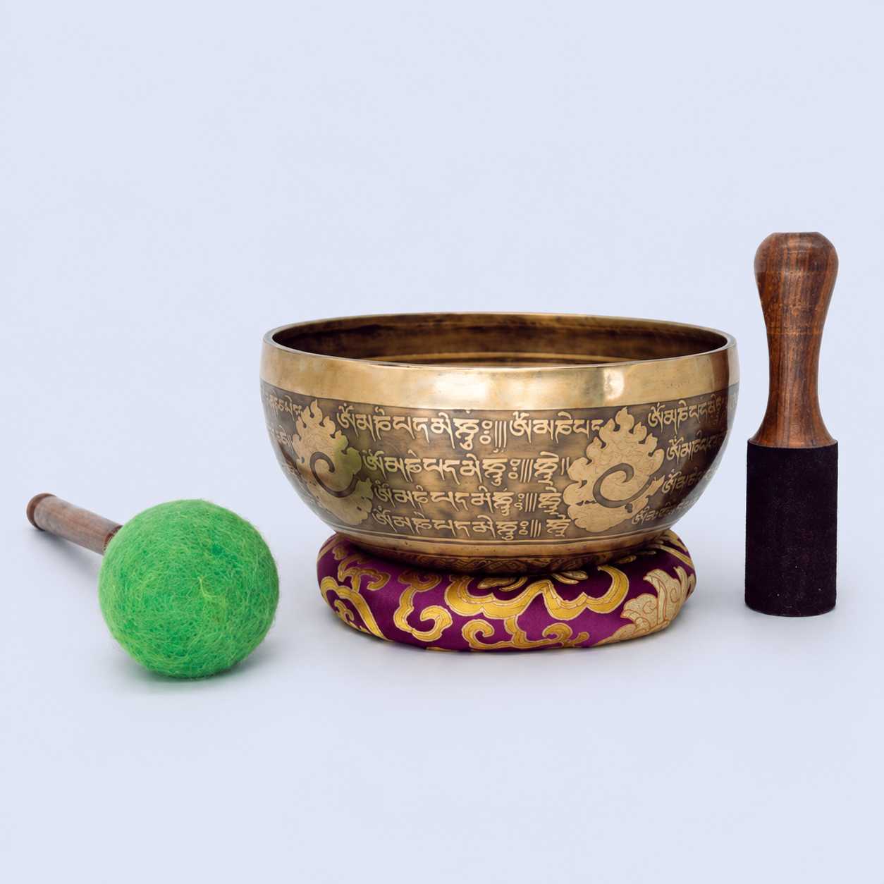 Om Mane Padme Hum Etched Singing Bowl
