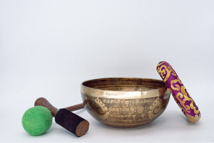 Om Mane Padme Hum Etched Singing Bowl
