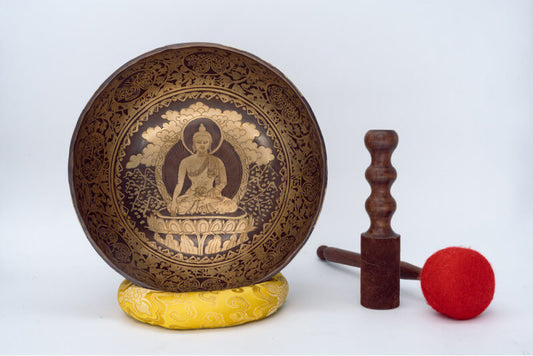 Buddha Carved Singing Bowl with Mantra