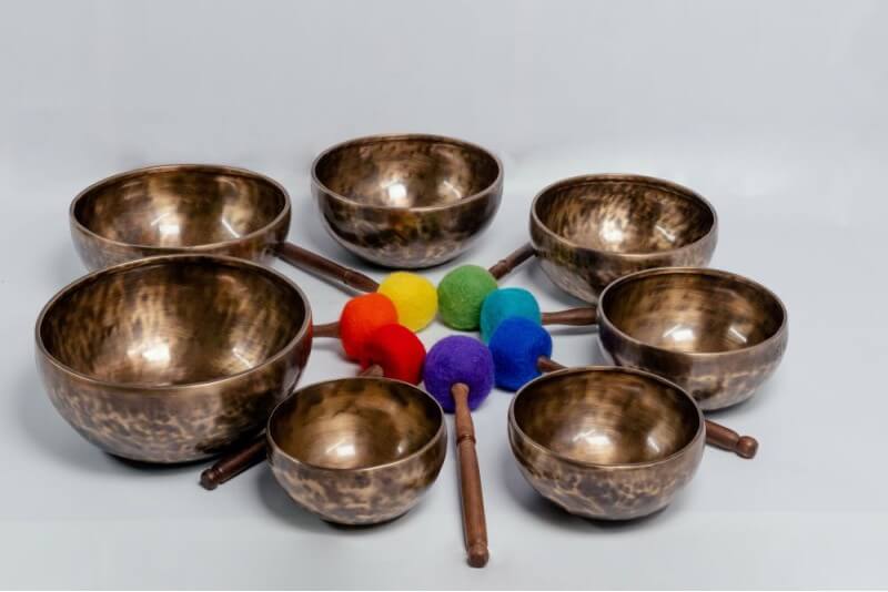 Professional Tiger Antique Chakra Healing Singing Bowl Set