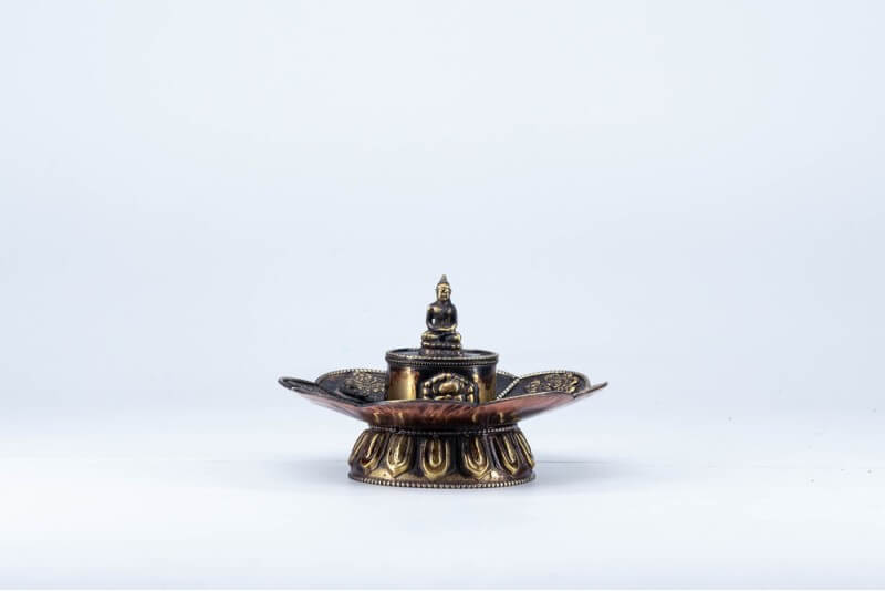 Tibetan Incense Burner with Buddha Statue