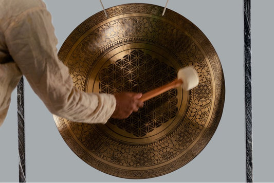 Flower of Life Carved Gong – Handmade Sound Healing Gong