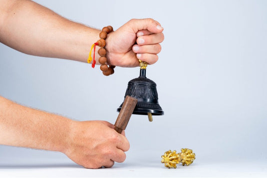 Black Antique Tibetan Bell with Vajra (Dorje)