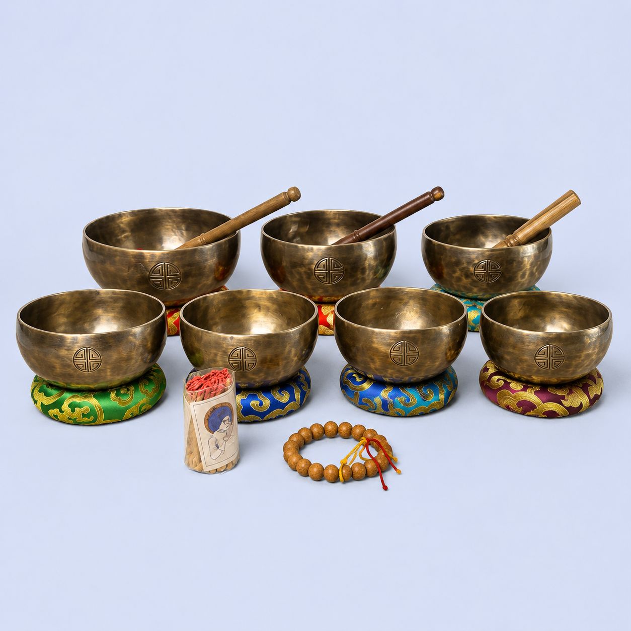 Set of 7 Chakra Full Moon Singing Bowl Set for Chakra Healing