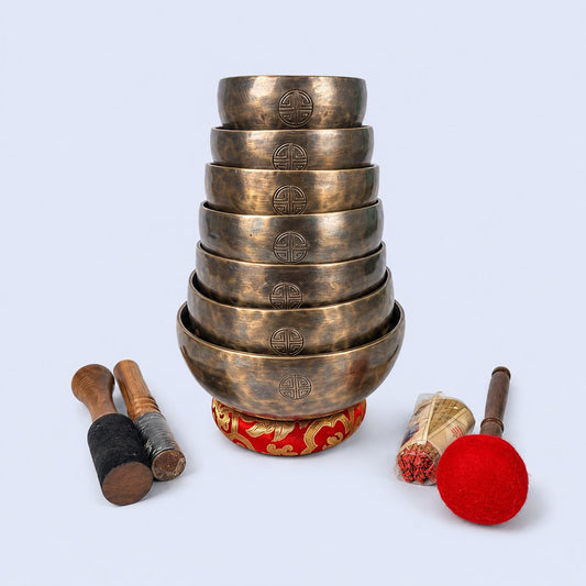 Set of 7 Chakra Full Moon Singing Bowl Set for Chakra Healing