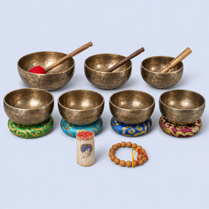 Set of 7 Chakra Full Moon Singing Bowl Set for Chakra Healing