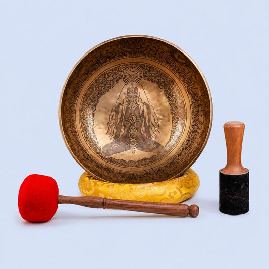 Seven Chakra Carved Large Singing Bowl – Deep Vibration Healing Bowl for Chakra Balancing