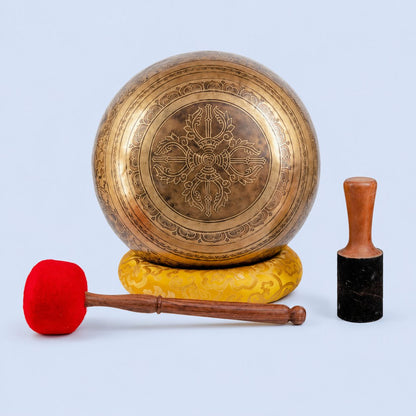 Seven Chakra Carved Large Singing Bowl – Deep Vibration Healing Bowl for Chakra Balancing