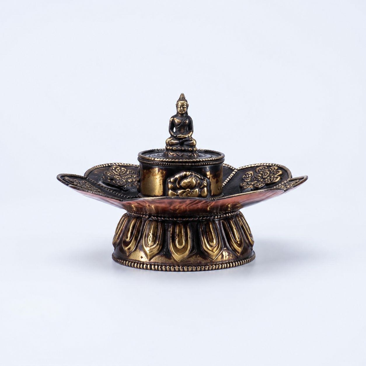 Tibetan Incense Burner with Buddha Statue