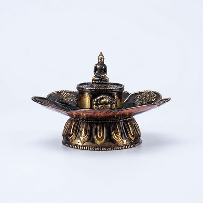 Tibetan Incense Burner with Buddha Statue