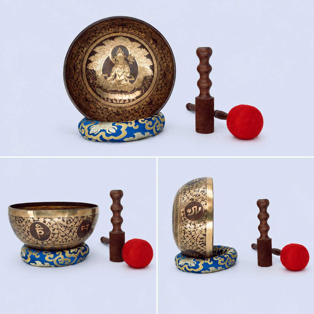 White Tara Carved Singing Bowl
