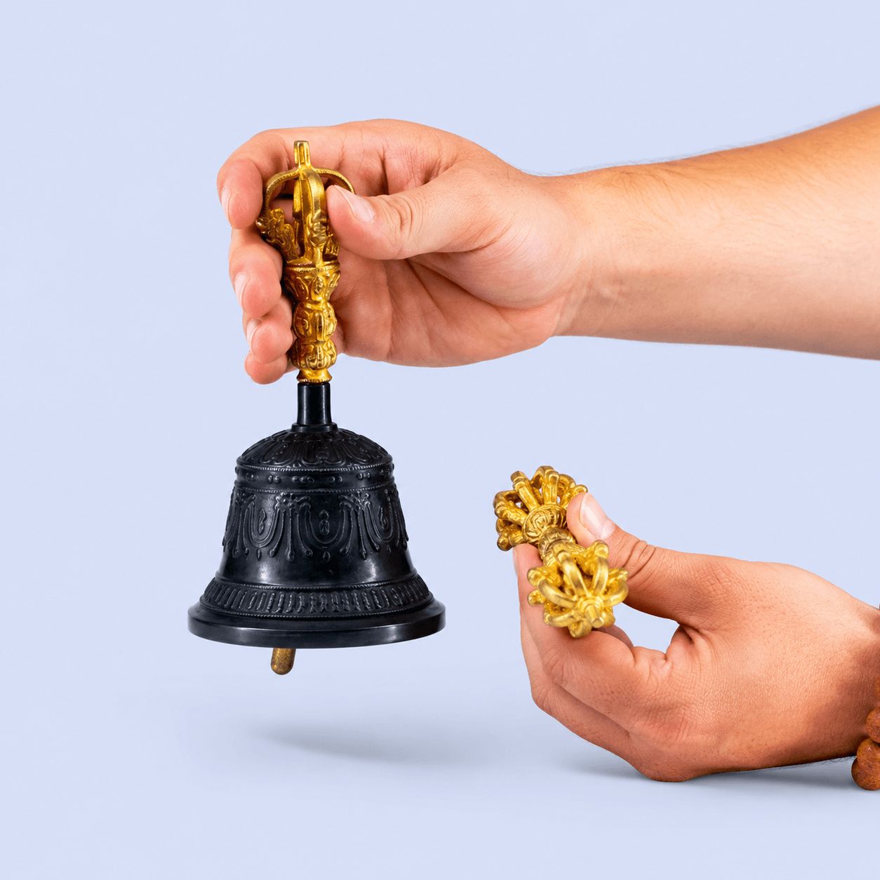 Black Antique Tibetan Bell with Vajra (Dorje)