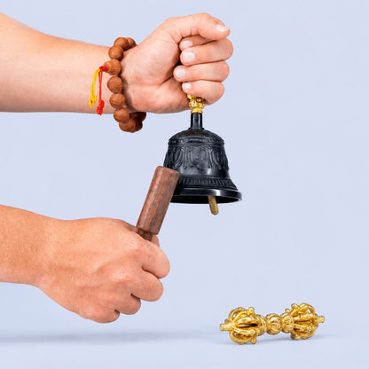 Black Antique Tibetan Bell with Vajra (Dorje)