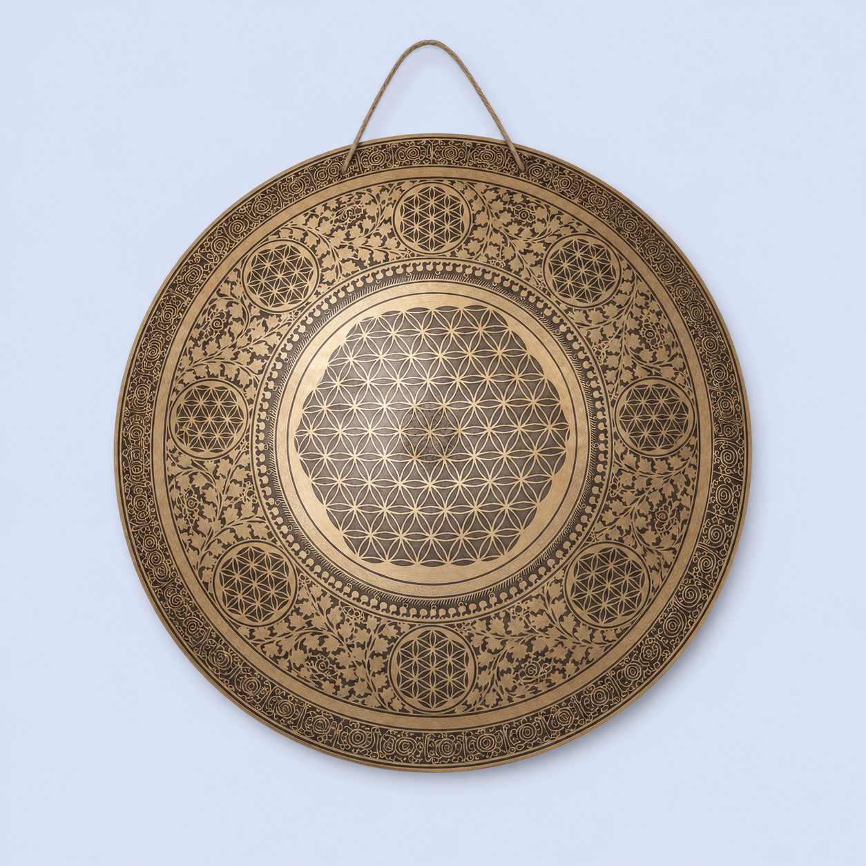 26.5 inch handmade Flower of Life Gong for sound healing and meditation by Himalayas Craft HK