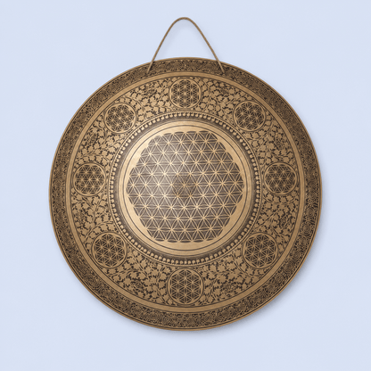 26.5 inch handmade Flower of Life Gong for sound healing and meditation by Himalayas Craft HK