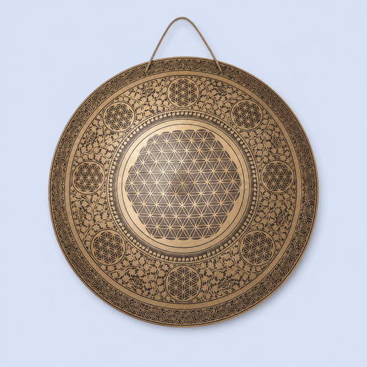26.5 inch handmade Flower of Life Gong for sound healing and meditation by Himalayas Craft HK