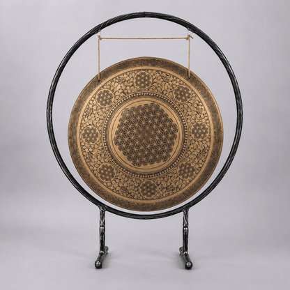26.5 inch handmade Flower of Life Gong for sound healing and meditation by Himalayas Craft HK