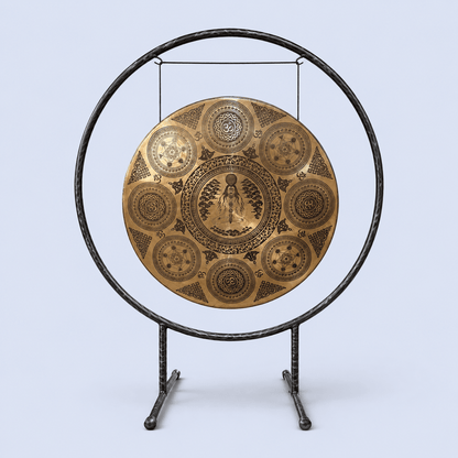 Handmade Tibetan Gong with Planetary Symbols